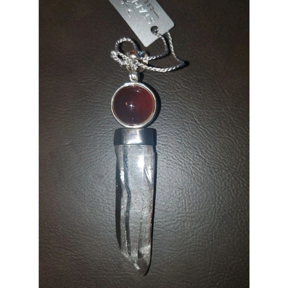 Starborn Creations Quartz Crystal, Sumatra Amber And Citrine 925 Silver Pendant